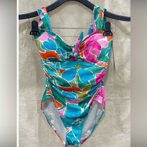 Carmen Marc Valvo Women's Scarf Tie Front One Piece Swimsuit - Multi 12